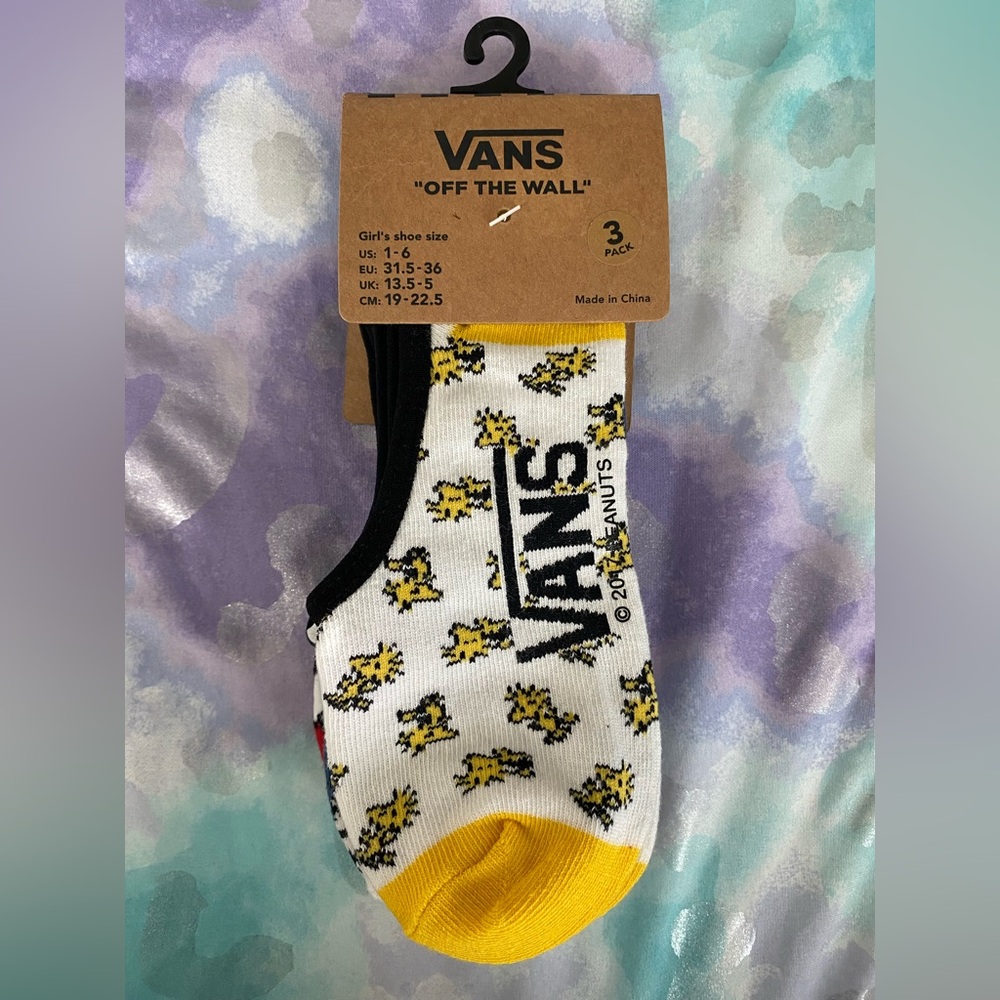 Vans “Off The Wall” Peanuts No-Show Socks - Girls Size 1-6 - 3 Pack